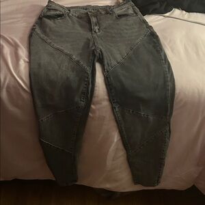 SHEIN Grey Washed Straight Leg Panel Jeans